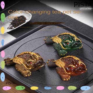 Pista ถาดชาเรซิ่น รูปคางคกน่ารัก เปลี่ยนสีได้ สีทอง สีเขียว สําหรับสัตว์เลี้ยง