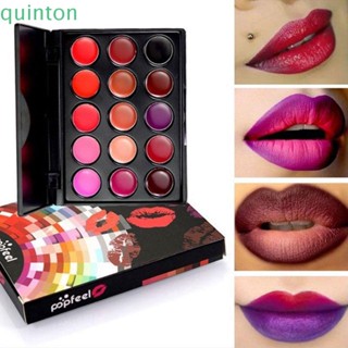 Quinton ลิปสติกพาเลท 15 สี เครื่องสําอาง แบบมืออาชีพ เนื้อแมตต์ สีดํา สีน้ําตาล