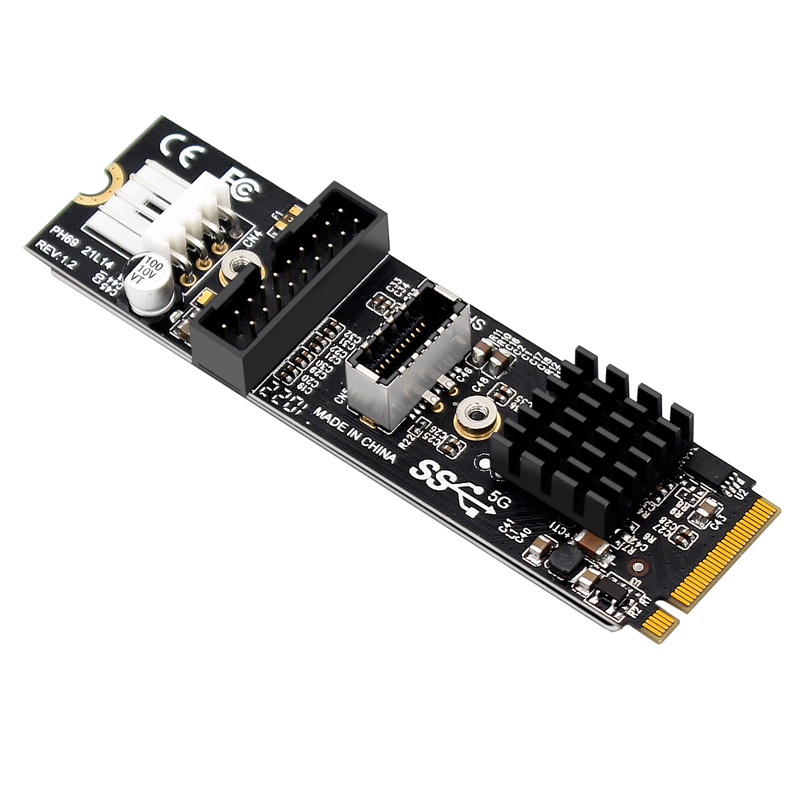 M.2 M Key NVME PCIe เป็น USB 3.1 แผงด้านหน้าขยายการ์ด 10Gb TYPE-E + 5Gb 20 Pins 2 พอร์ต USB3.0 อะแดปเตอร์ Hub Riser สําหรับ PC