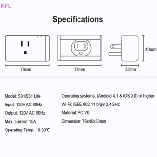 (KFL) Sonoff S31 ซ็อกเก็ตอัจฉริยะ WiFi US พร้อมฟังก์ชั่นจับเวลาตรวจสอบพลังงาน ควบคุมผ่านแอพ EwElink รองรับ Alexa Google Home