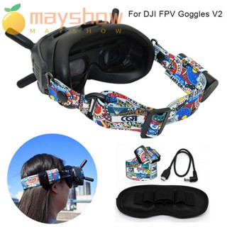 Mayshow สายคล้องหัว ทนทาน พร้อมรูแบตเตอรี่ สีกราฟฟิตี้ สําหรับ DJI FPV Goggles V2