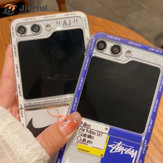 Jiehui เคสโทรศัพท์มือถือ PC แบบใส ตะขอสีฟ้า สําหรับ Samsung Z Flip5