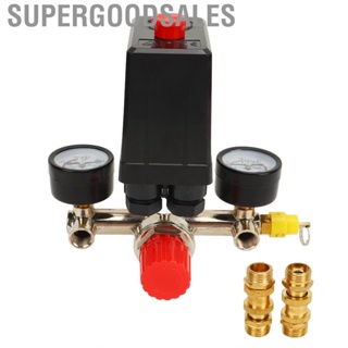 Supergoodsales Pressure Control Switch  Clear Reading 0‑12BAR 0‑180PSI Dual Regulator Valve Knob Adjustment High Strength for Air Compressor