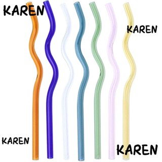 Karen หลอดดูดน้ํา แบบแก้วใส 7*120 มม. ใช้ซ้ําได้ 7 ชิ้น