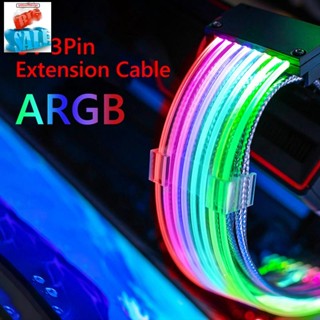 สายเคเบิลต่อขยาย PSU ARGB ATX 3X8PIN PCI-E GPU สีนีออน ARGB ติดตั้งง่าย