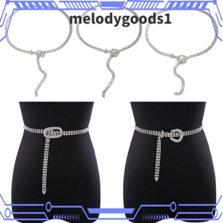 Melodygoods1 เข็มขัดคาดเอว ประดับพลอยเทียม แบบบาง สําหรับผู้หญิง