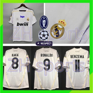 เสื้อกีฬาแขนสั้น ลายทีมชาติฟุตบอล Real Madrid 09/10 2009/2010 KAKA 8 RONALDO 9 BENZEMA 11 ชุดเหย้า