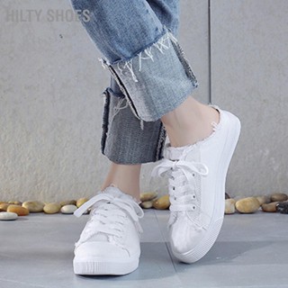 HILTY SHOES Simple Flats Canvas Breathable Soft Sole สวมใส่สบายรองเท้าส้นแบนมีสไตล์สำหรับการเดินทางช้อปปิ้ง