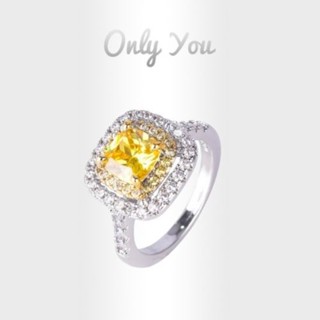 Only You แหวนเงิน S925 ฝังเพทาย AAA สีเหลือง ทูโทน