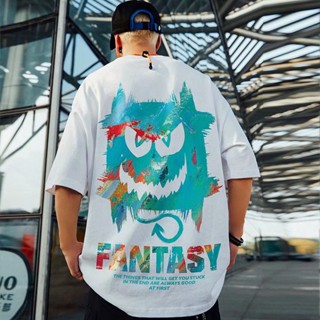 M-8XL Harajuku fashion brand personality hip-hop cartoon demon printed t-shirt short-sleeved men and women couples _03