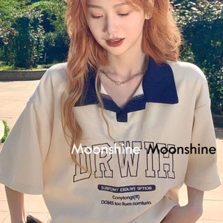 Moon เสื้อครอป เสื้อแฟชั่นผู้หญิง y2k สีพื้น สําหรับผู้หญิง ใส่ไปคลับ ปาร์ตี้ 2023 NEW 23032904