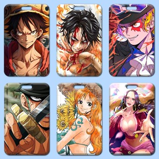 กระเป๋าใส่บัตรประจําตัว แบบแข็ง ลายการ์ตูนอนิเมะ One Piece Luffy Zoro Ace DIY สําหรับนักเรียน โรงเรียน