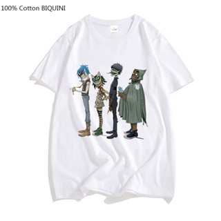 เสื้อยืดแขนสั้นลําลอง ผ้าฝ้าย 100% พิมพ์ลายวงร็อค gorillaz gorillaz สไตล์ฮิปฮอป โอเวอร์ไซซ์ แฟชั่นฤดูร้อน สําหรับผู้ชาย 459938