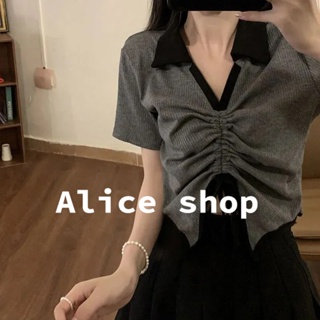 Alice  เสื้อยืดผู้หญิง สะดวกสบาย และทันสมัย  Beautiful ins พิเศษ High quality A23K03A 36Z230909