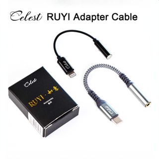 Celest RUYI สายเคเบิลอะแดปเตอร์หูฟัง 3.5 มม. เป็น Type-C และไฟ สําหรับไมโครโฟน IEM ปิ๊กอัพเสียง เล่นเกม Esports ไมค์ ชุดหูฟัง