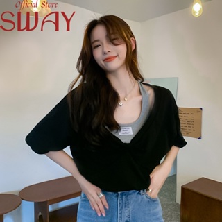 SWAY  เสื้อยืด เสื้อแฟชั่น หลวม  ทันสมัย สไตล์เกาหลี สบาย Beautiful A29J0GR 36Z230909