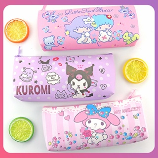 สร้างสรรค์ Sanrio การ์ตูนกรณีดินสอ Kuromi Melody Cinnamoroll PU ชั้นเดียวถุงเก็บเครื่องเขียนความจุขนาดใหญ่กระเป๋าแต่งหน้าน่ารักสาวตกแต่ง [COD]