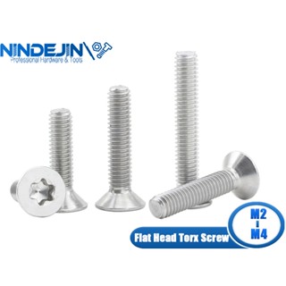 Nindejin สกรูหัวแบน Torx M2 M2.5 M3 M4 สเตนเลส ทนทาน สําหรับรถยนต์