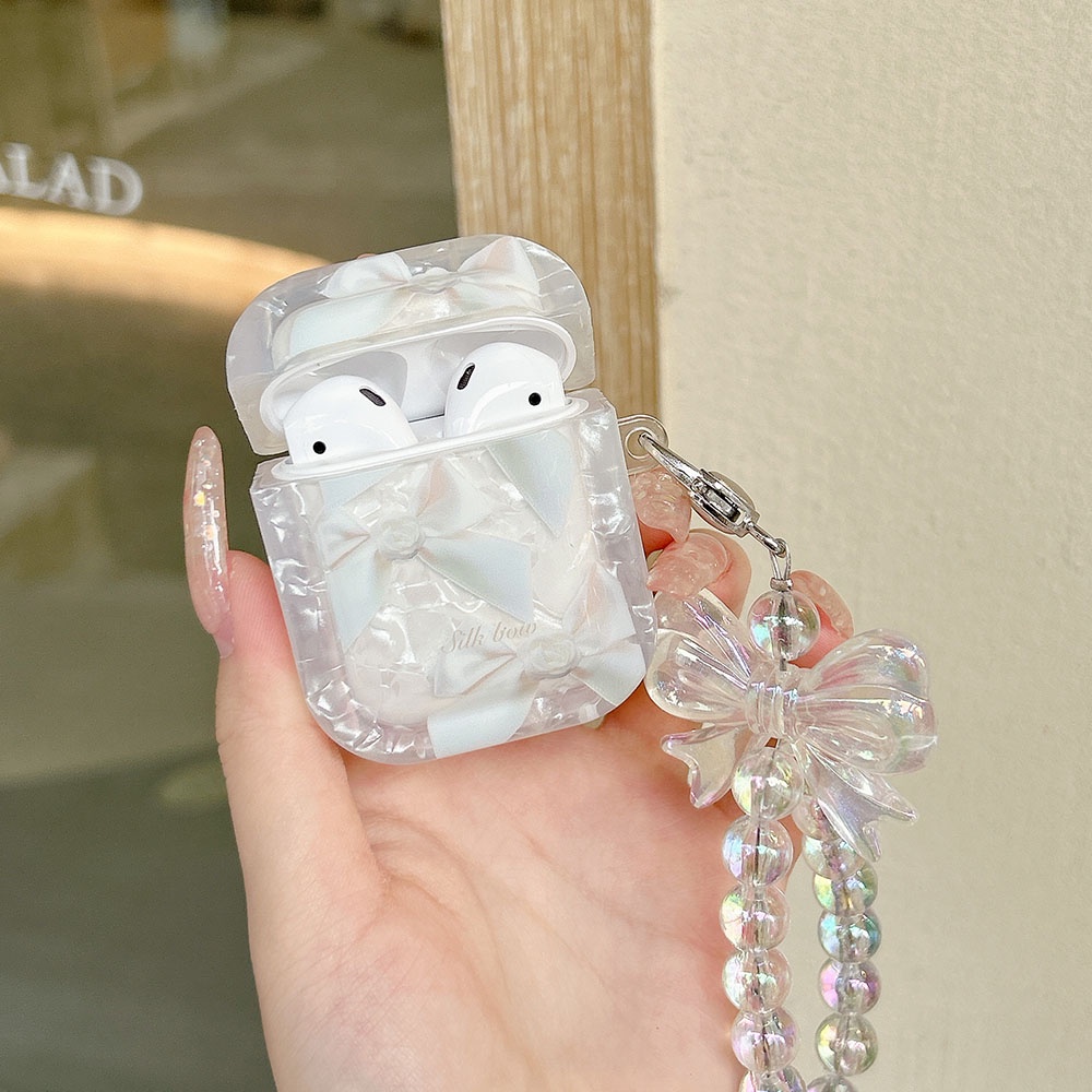 เคสป้องกันหูฟัง แบบนิ่ม ประดับโบว์ สําหรับ Apple AirPods Pro 2 3 2