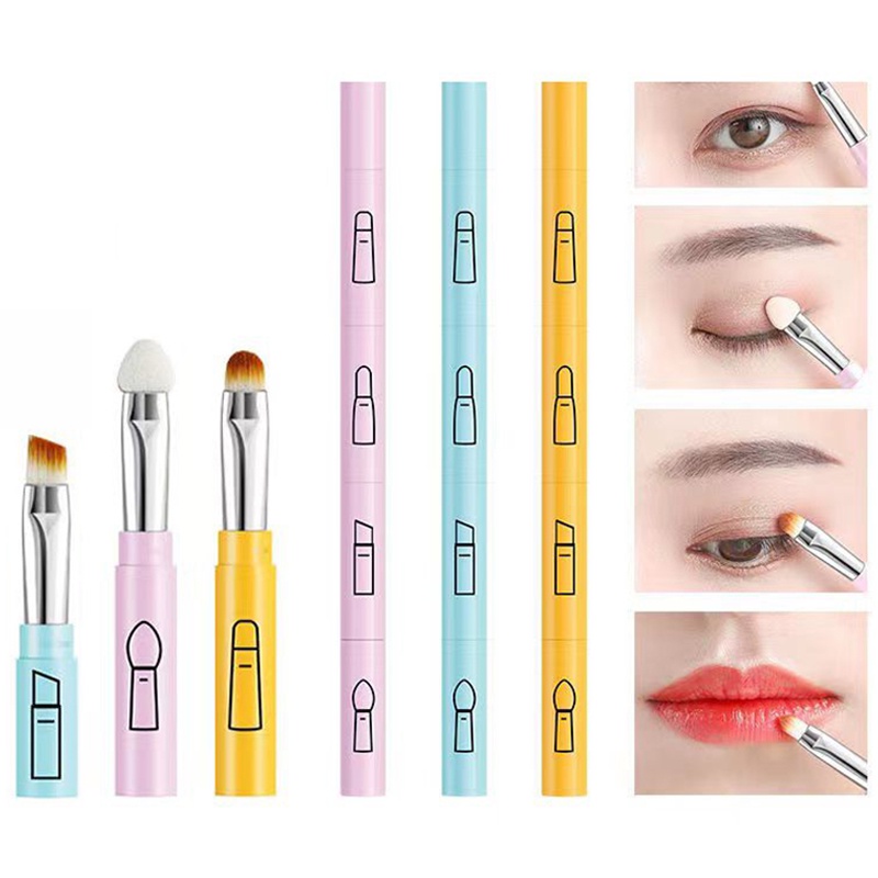 4 in 1 แปรงแต่งหน้า อายแชโดว์ ขนแปรงนุ่ม ยืดหดได้ ขนาดเล็ก พกพาสะดวก สําหรับมืออาชีพ เหมาะกับการเดินทาง