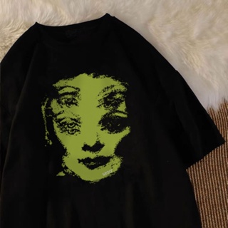 【💘💘】Korean loose retro oversize T-shirt ghost face printed cotton short-sleeved top for women