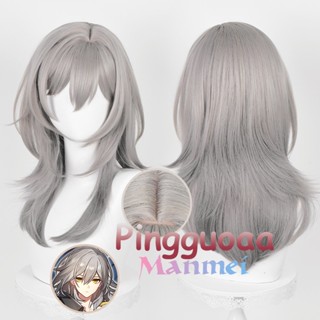 Manmei Honkai: Star Rail Trailblazer Cosplay Wig 52cm Wig Gray Gradient Wig Cosplay Anime Cosplay Wigs Heat Resistant Synthetic Wigs