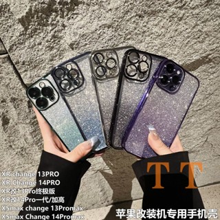 เคสโทรศัพท์มือถือ ซิลิกาเจล แต่งกลิตเตอร์ไล่โทนสี ขนาดใหญ่ สําหรับ iPhone Xr TO 13 Pro 14 Pro 11 TO 14PRO