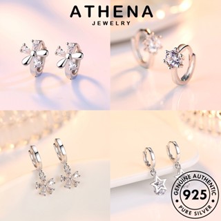 ATHENA JEWELRY เครื่องประดับ 925 มอยส์ซาไนท์ ต่างหู เพชร ต้นฉบับ ตุ้มหู หนีบ แฟชั่น ห่วง แท้ เงิน เครื่องประดับ ผู้หญิง ดาว Silver เกาหลี M011