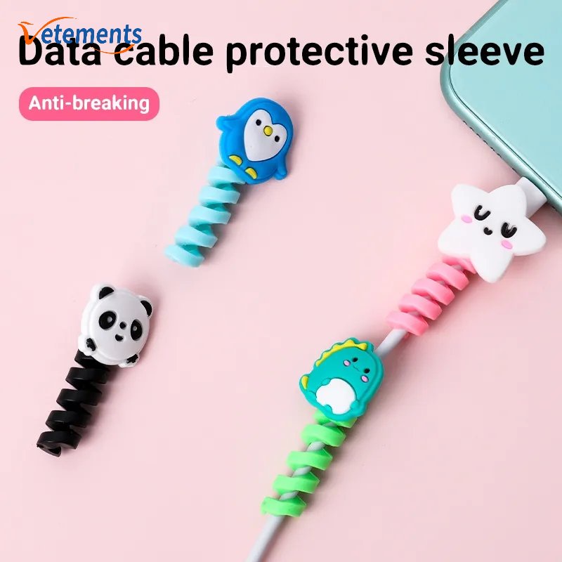 ตัวป้องกันสายชาร์จ ซิลิโคน ลายการ์ตูน สะดวก / สาย USB หูฟัง ฝาครอบเกลียว ป้องกันรอยขีดข่วน / คลิปบิดข้อมูลโทรศัพท์ ป้องกันการแตกหัก