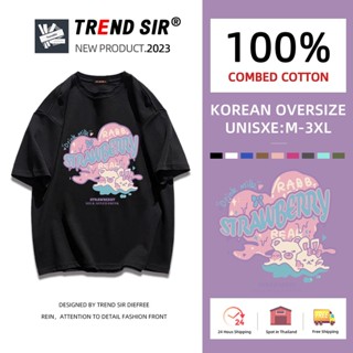 ⚡พร้อมส่ง⚡️เสื้อยืด oversize cotton 100 เสื้อยืดคอกลม ทรงหลวม เสื้อยืดโอเวอร์ไซส์แขนสั้น มี7สี M-3XL