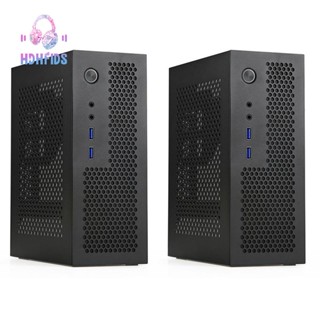 2x A09 HTPC เคสคอมพิวเตอร์ Mini ITX Gaming PC Chassis Desktop Chassis USB3.0 Computer Case Home Computer Case สีดํา