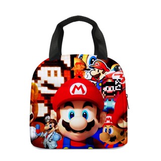 กระเป๋าใส่กล่องอาหารกลางวัน ลายการ์ตูน Super Mario น่ารัก แบบพกพา สําหรับเด็ก