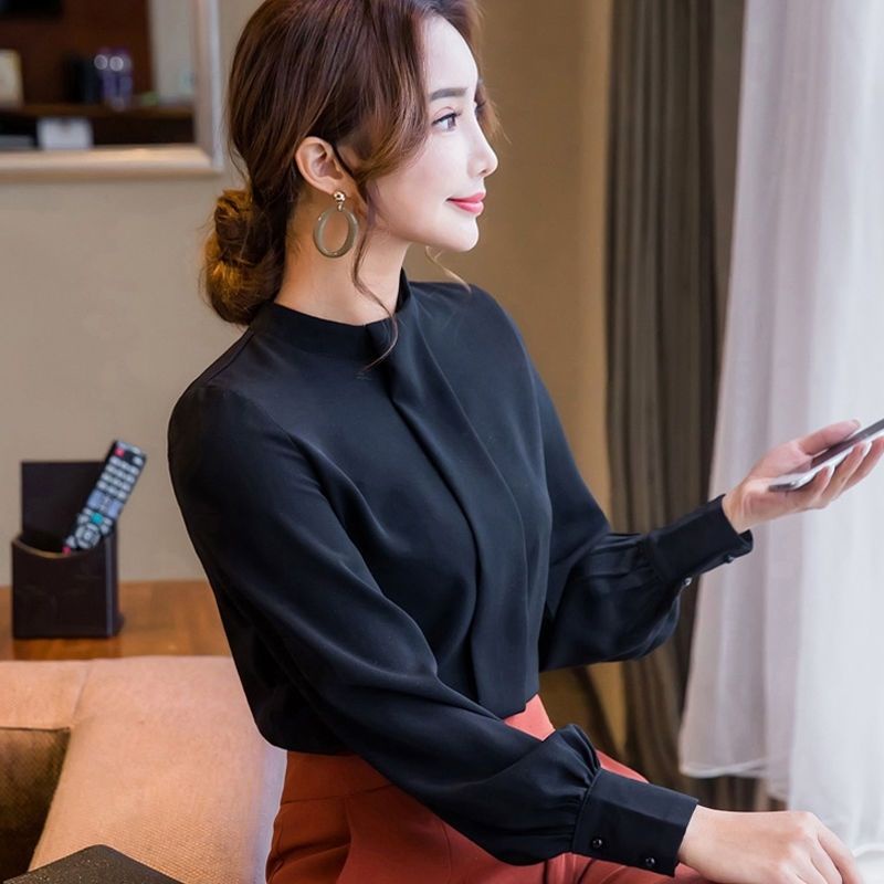 เสื้อแขนยาว ผ้าชีฟอง ทรงหลวม พลัสไซซ์ สําหรับผู้หญิง