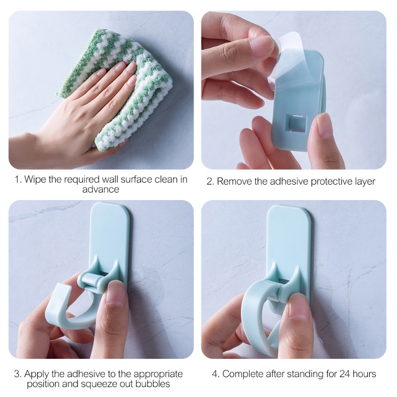 ตะขอแขวนผ้าขนหนู พลาสติก ABS มีกาวในตัว ไม่ต้องเจาะผนัง ประหยัดพื้นที่ สําหรับห้องครัว - รูปที่ 3