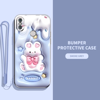 เคสโทรศัพท์มือถือ ซิลิโคนนิ่ม TPU ลายการ์ตูนกระต่าย ไดโนเสาร์ 3D พร้อมสายคล้อง สําหรับ Xiaomi Mi A2 Mi 6X 2018 Redmi Note 5 Pro