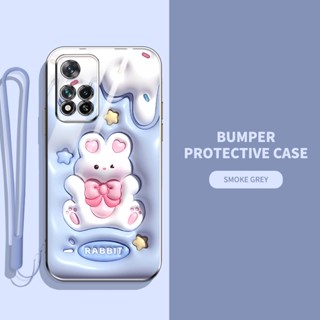 เคสโทรศัพท์มือถือ ซิลิโคนนิ่ม TPU ลายการ์ตูนกระต่าย ไดโนเสาร์น่ารัก 3D พร้อมสายคล้อง สําหรับ Xiaomi 11i HyperCharge 5G Redmi Note 11 Pro+ 5G Redmi Note 11i