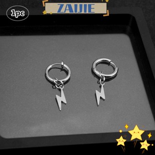 ZAIJIE 1PC New Pendant Earrings Metal Ear Ring Lightning Earrings Piercing Jewelry Punk Pop Hip Hop Fashion Stainless Steel