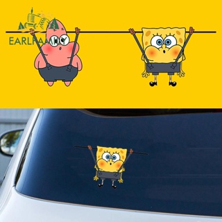 Earlfamily สติกเกอร์ไวนิล ลายการ์ตูน SpongeBob กันน้ํา สําหรับติดตกแต่งตู้เย็น รถยนต์ รถจักรยานยนต์ 13 ซม. × 8.4 ซม.