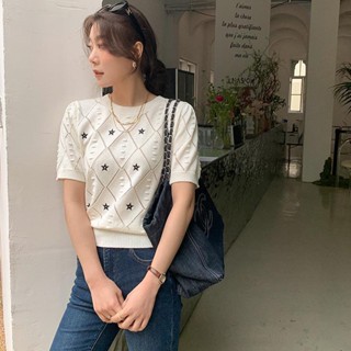 Gakki เสื้อยืดแขนสั้นผู้หญิง เสื้อปักไหมพรมผ้าฝ้าย ผ้านิ่มใส่สบาย ฟรีไซส์ สีพื้นพร้อมส่ง 1509#