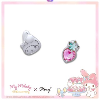 เครื่องประดับ ต่างหูสตั๊ด ชุบเงิน ประดับเพทาย ลายการ์ตูนอนิเมะ Sanrio Strawberry My Melody คุณภาพสูง สีขาว สีทอง เหมาะกับของขวัญปาร์ตี้ สําหรับผู้หญิง