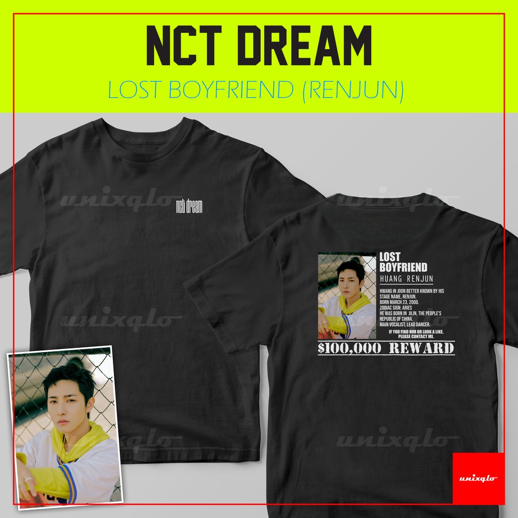 BEST QCเสื้อยืดแฟชั่น NCT Dream "Lost Boyfriend" Renjun T-Shirt | NCT DREAM LOST BOYFRIEND SHIRT | N