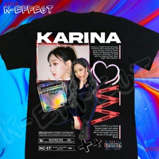 ราคาต่ำสุด!! COD kpop เสื้อยืด Kpop AESPA KARINA T-shirt ผู้หญิง ดพิมพ์ลาย ดผ้าเด้ง คอกลม cotton ย้อนยุค discountS-3