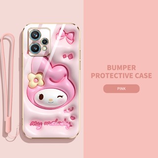 เคสโทรศัพท์มือถือ ซิลิโคนนิ่ม TPU ลายการ์ตูนกระต่าย ไดโนเสาร์ 3D พร้อมสายคล้อง สําหรับ OPPO Realme 9 Pro + Realme V25 Realme 9 Pro 4G Realme 10 Pro +