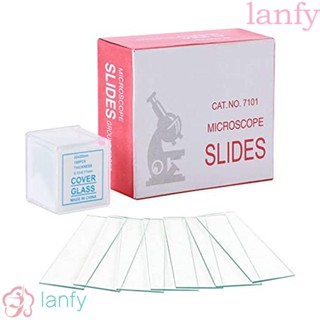 LANFY School Supplies Microscope Slides for Children Student Optical Microscope Glass Slips Blank Transparent Slides for Specimen Reusable Biological Microscope Laboratory Sample Cover Glass