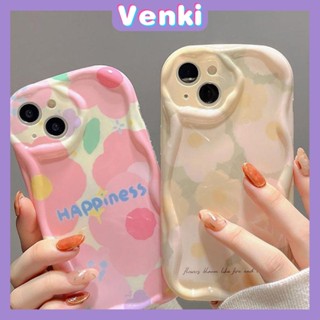 Venki - เข้ากันได้สำหรับ เคส iphone11เคสไอโฟน เคสไอโฟน11 เคสนิ่ม TPU ขอบหยัก ดอกไม้ ขาว ชมพู เคสโทรศัพท์ ป้องกันกล้อง กันกระแทก ใช้ได้กับ iPhone 13 Pro max 12 Pro Max 11 xr xs max