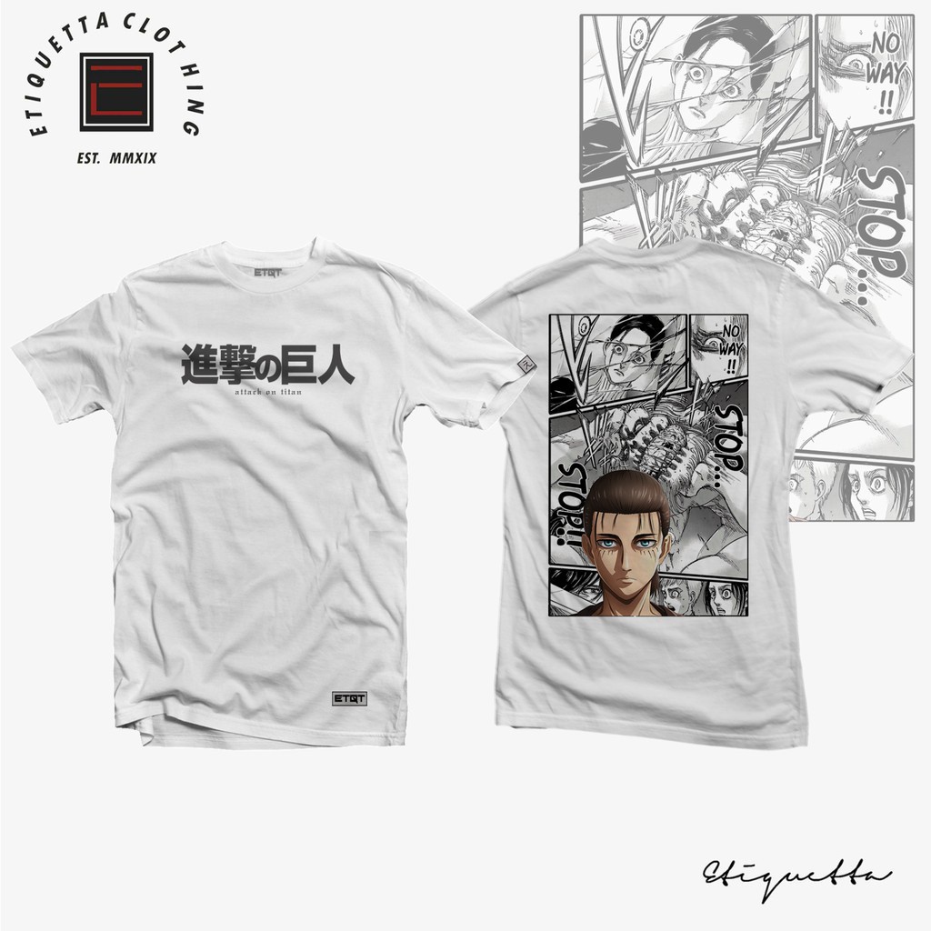 พร้อมส่ง Anime Shirt - ETQTCo. - Attack on Titan - Manga Art - Eren Yeager การเปิดตัวผลิตภัณฑ์ใหม่ T
