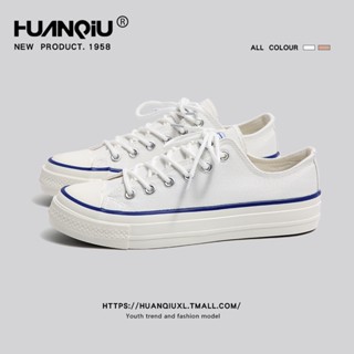 HuanQiu Global Official Flagship Store converse shoes 2023 White Canvas Shoes รองเท้าผ้าใบทรงคอนเวิร์ส