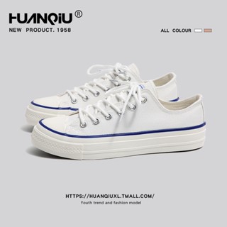 HuanQiu Global Official Flagship Store converse shoes 2023 White Canvas Shoes รองเท้าผ้าใบทรงคอนเวิร์ส