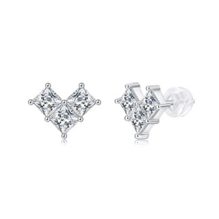 2.4ctPrincess moissanite diamond studs earrings with certificate