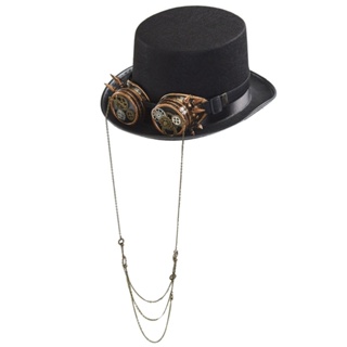 R-r Steampunk Time Traveler Hat หมวก Steampunk หมวกไอน้ํา สไตล์พังก์ สําหรับผู้ชาย พร้อมแว่นตา